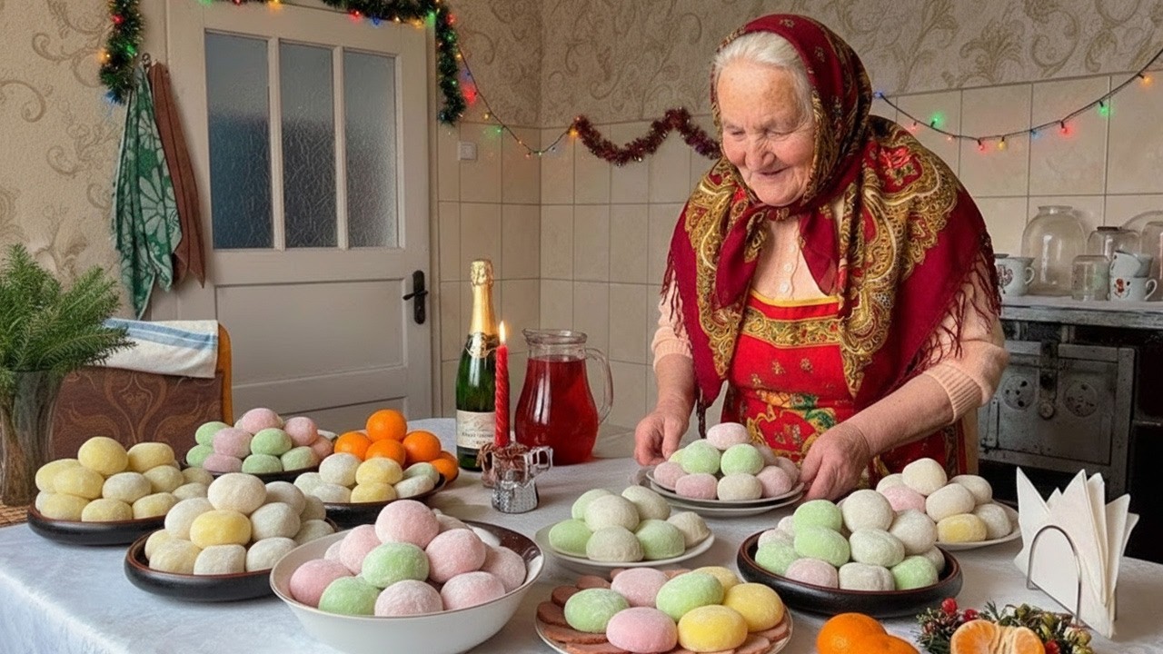 New Year colorful pastries by grandmother